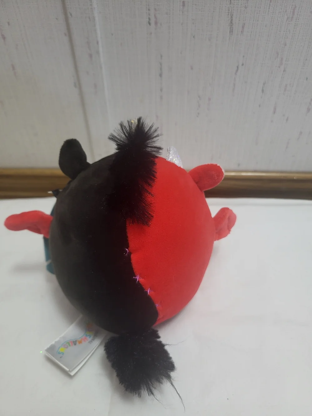 Squishmallows Red and Black Unicorn Cow Plush